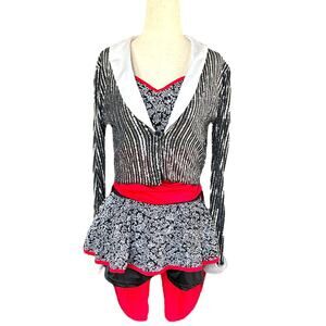 Costume Gallery Red Black Sequin 3 Piece Dance Costume w/ Tailcoat Size Large